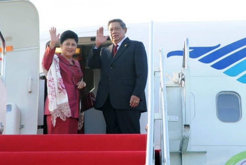 Presiden SBY dan Ibu Ani Yudhoyono bertolak menuju Darwin Australia