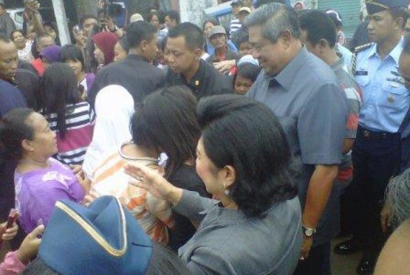 Presiden SBY dan Ibu Ani Yudhoyono di Tangerang, Banten.