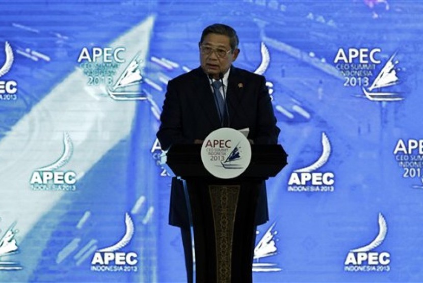 President Susilo Bambang Yudhoyono gave an opening address at APEC Summit 2013 in Nusa Dua, Bali