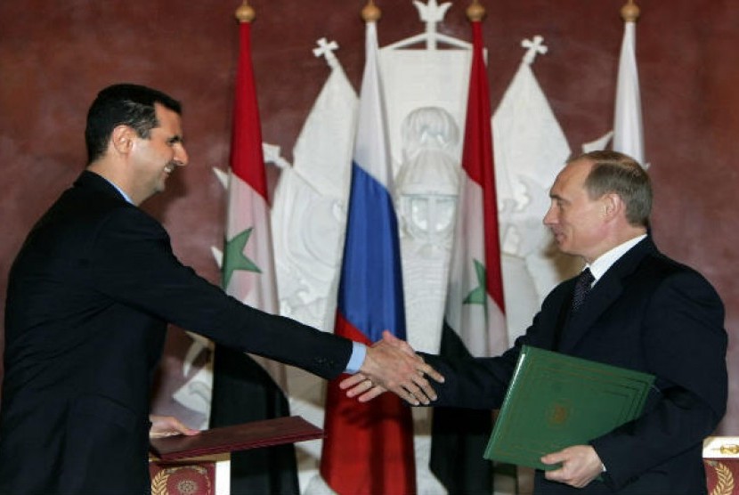 Presiden Suriah Bashar Al Assad dan Presiden Rusia Vladimir Putin