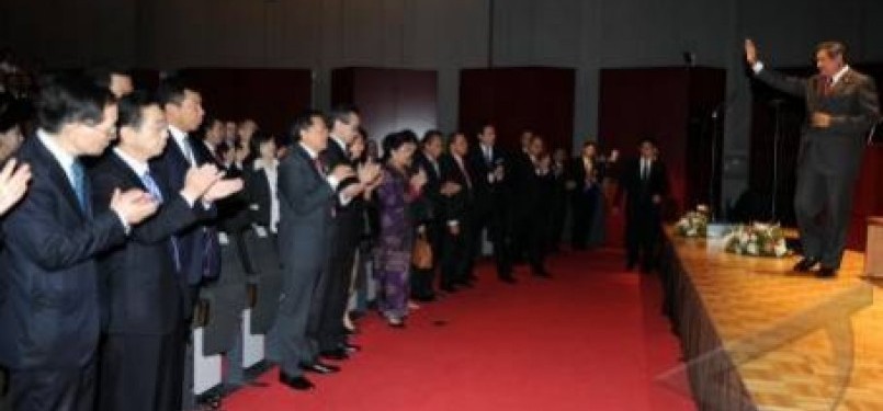 Presiden Susilo Bambang Yudhoyono memberikan kuliah di Universitas GRIPS, Tokyo, Jepang, Jumat (17/6) pagi.