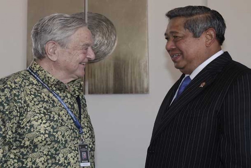 Presiden Susilo Bambang Yudhoyono menerima George Soros di Bali, Selasa (26/3).