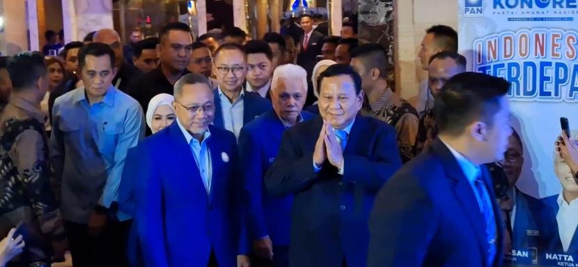 Presiden Terpilih Prabowo Subianto menghadiri penutupan Kongres ke-6 PAN di Grand Ballroom Kempinski, Jakarta Pusat, Sabtu (24/8/2024) malam WIB. 