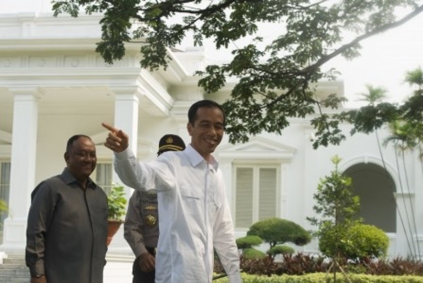 President Joko Widodo hold his first presidential press conference at the Palace in Jakarta on Wednesday, Oct 22, 2014.