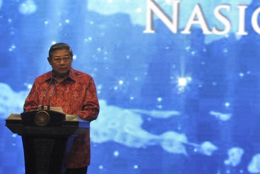 President Susilo Bambang Yudhoyono delivers his speech during a national celebration of Christmas in Jakarta on Friday eve, Dec. 27 2013.