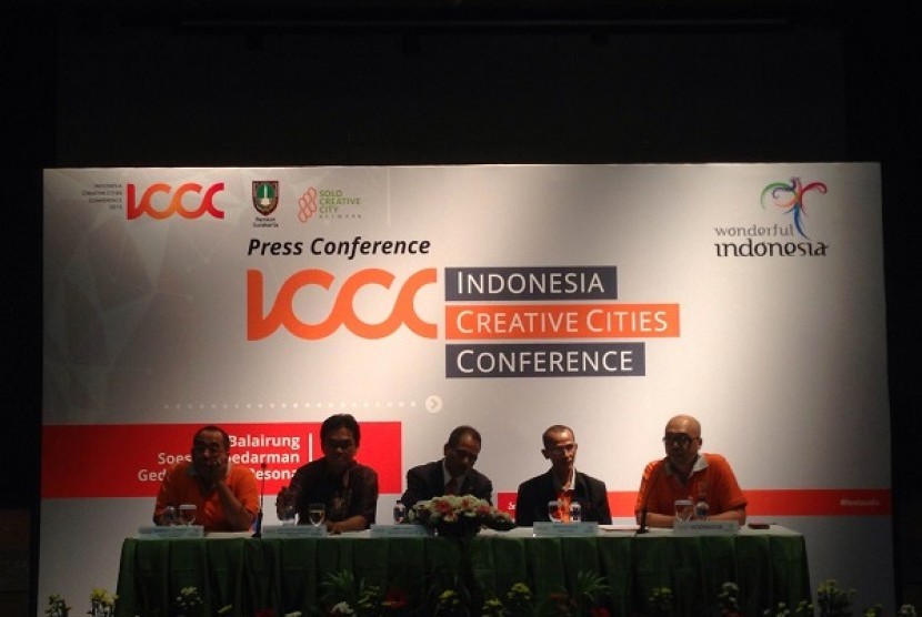 Preskon Indonesia Creative Cities Conference (ICCC) di Balairung Soesilo Soedarman, Gedung Sapta Pesona, Senin (5/10)