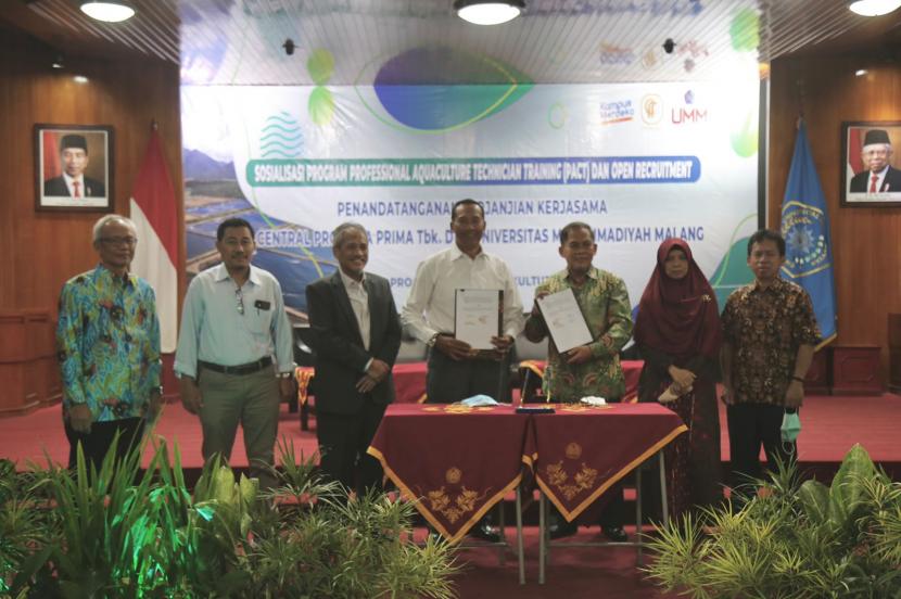 Prodi Akuakultur Universitas Muhammadiyah Malang (UMM) bersama PT Centra Proteina Prima (CP Prima) berkomitmen untuk melahirkan teknisi tambak udang yang mumpuni. 