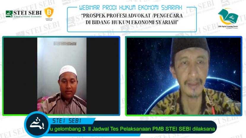 Prodi Hukum Ekonomi Syariah (HES) STEI SEBI menggelar webinar tentang prospek profesi advokat di bidang hukum ekonomi syariah.