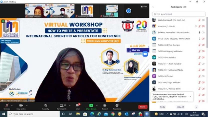Prodi Ilmu Komputer (S2) Universitas Nusa Mandiri (UNM) kembali menggelar kegiatan virtual workshop, Ahad (4/7).