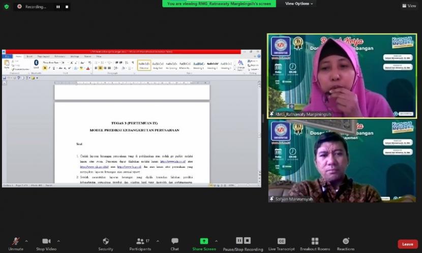 Prodi Manajemen Universitas Bina Sarana Informatika (Universitas BSI) baru-baru ini menggelar Rapat Kerja (Raker) Unit Pengembangan Akademik (UPA), secara daring melalui Zoom meeting, pada Rabu (9/2/2022).