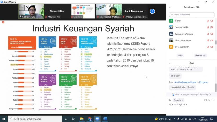 Prodi Perbankan Syariah STEI SEBI mengadakan webinar tentang prospek karier di industri keuangan syariah, Ahad (15/8).