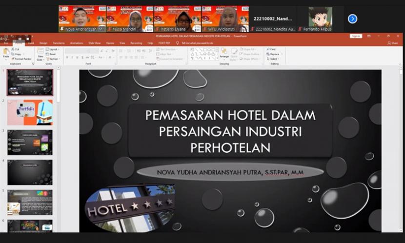 Prodi  Perhotelan Universitas Nusa Mandiri (UNM) menggelar webinar dengan tema Pemasaran Hotel dalam Persaingan Industri Perhotelan, Selasa (7/12).