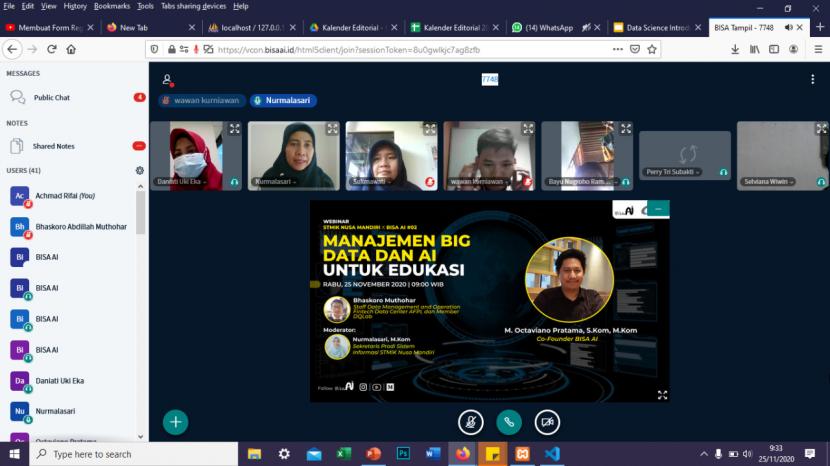 Prodi Sistem Informasi STMIK Nusa Mandiri menggelar webinar tentang manajemen big data dan AI untuk edukasi.