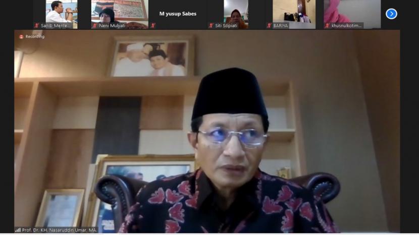 Prof Dr Nasaruddin Umar MA  tampil sebagai penceramah  Halal Bi Halal (HBH) Virtual  KKG PAI Jakarta Pusat, Senin (1/6).