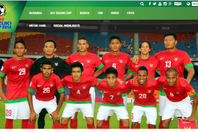 Profil timnas Indonesia di laman AFF Suzuki Cup 2014.