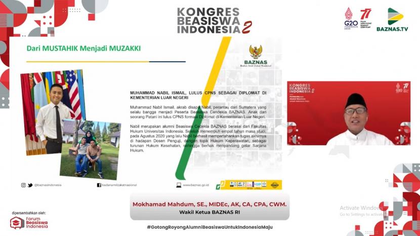 Program Beasiswa Indonesia termasuk program beasiswa Badan Amil Zakat Nasional (Baznas) telah memberikan kontribusi nyata bagi Indonesia Maju.