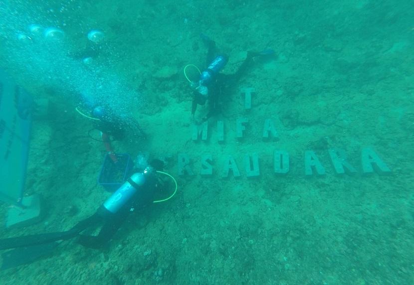 Program konservasi terumbu karang yang dilakukan PT Mifa Bersaudara bekerja sama dengan Pusong Dive Club.