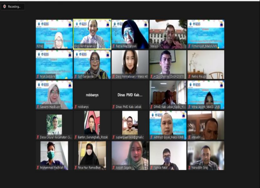 Program Studi Magister Akuntasi Universitas Mercu Buana (UMB) Jakarta bersama Pemkab Lebak menggelar Webinar  Program Pengabdian Kepada Masyarakat, Rabu (16/2/2022).