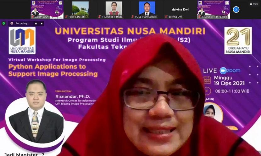 Program studi (prodi) Ilmu Komputer (S2) Fakultas Teknologi Informasi (FTI) Universitas Nusa Mandiri (UNM), mengadakan kegiatan virtual workshop for image processing.
