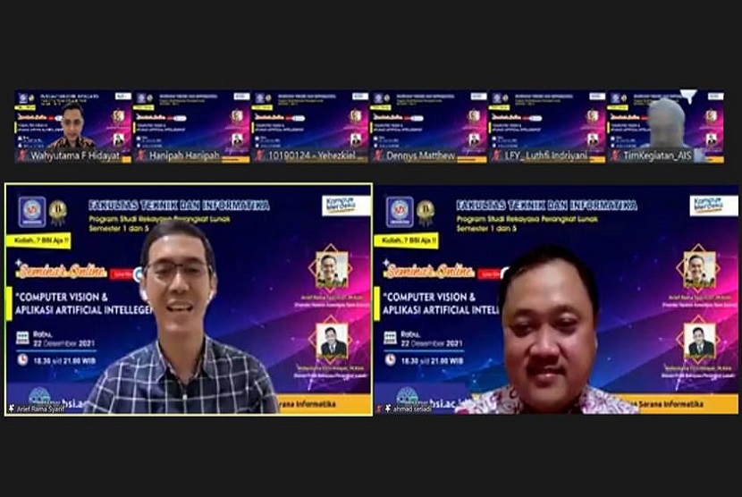 Program studi (prodi) Rekayasa Perangkat Lunak (RPL) Universitas BSI (Bina Sarana Informatika), sukses menggelar seminar online yang bertajuk Computer Vision & Aplikasi Artificial Intelligence (AI). Kegiatan ini digelar secara daring, melalui zoom dengan menghadirkan Arif Rama Syarif, selaku Founder Yayasan Komunitas Open Source, Rabu (22/12).