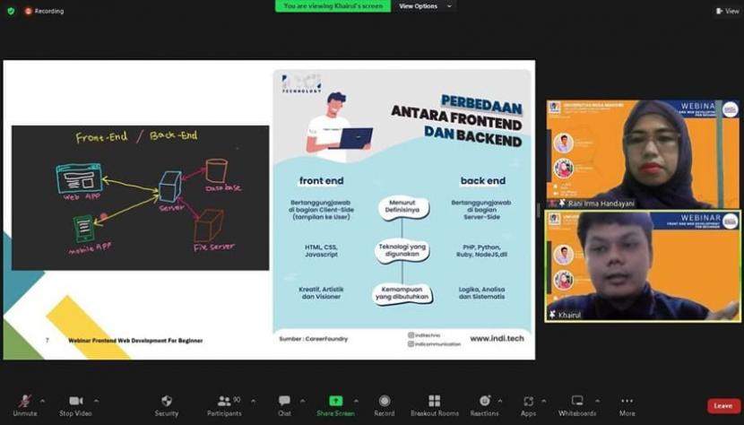 Program Studi (prodi) Sistem Informasi, Universitas Nusa Mandiri (UNM) sukses menggelar webinar Front End Web Development for Beginner secara daring pada Rabu (14/6/2023).