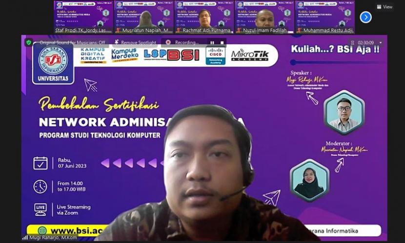 Program Studi (Prodi) Teknologi Komputer Kampus Digital Kreatif Universitas BSI (Bina Sarana Informatika) sukses menggelar pembekalan sertifikasi network administrator muda.