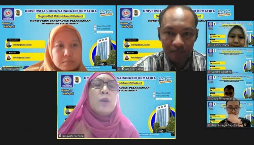 Program studi Sistem Informasi Akuntansi Universitas BSI (Bina Sarana Informatika) Kampus  Bogor mengadakan Monitoring dan Evaluasi Pelaksanaan Bimbingan Tugas Akhir, yang dilakukan secara online ini pada Selasa (13/6/2023). 