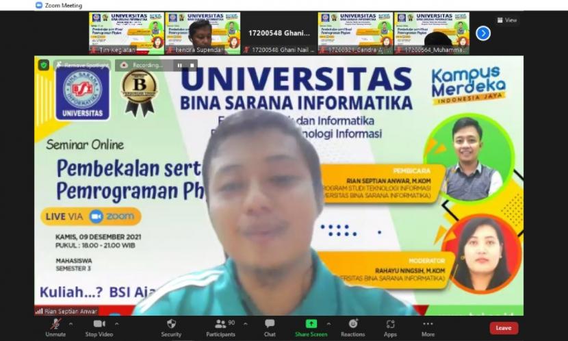 Program studi Teknologi Informasi, Universitas BSI (Bina Sarana Informatika) mengadakan webinar pembekalan uji profisiensi ‘PCAP – Programming Essentials in Python Netacad’ pada Kamis (9/12) pukul 18.00-21.00 WIB.