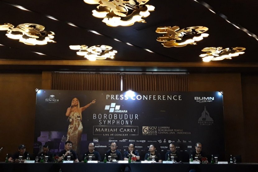 Promotor menggelar konferensi pers jelang konser Mariah Carey di Candi Borobudur, Senin (5/11), di Yogyakarta.