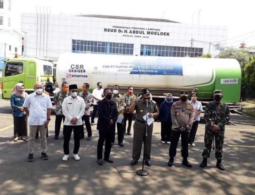 Provinsi Lampung menerima bantuan oksigen dari PT Pusri, Kamis (29/7). 