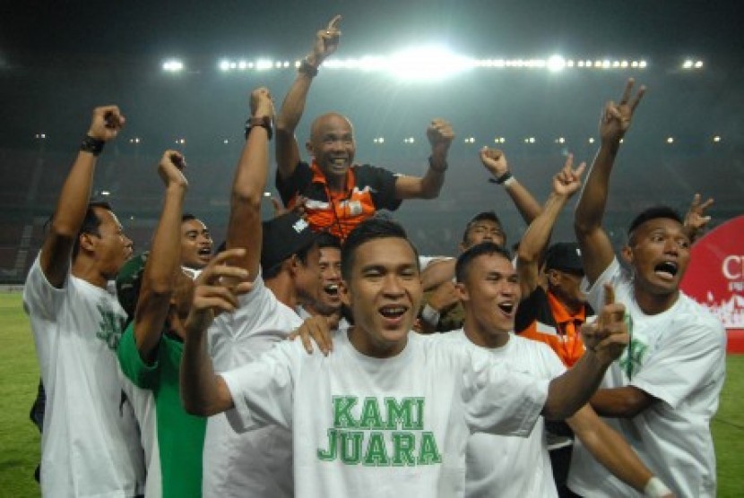 PSMS Medan merayakan gelar juara Piala Kemerdekaan