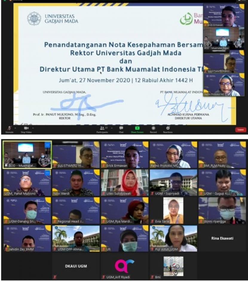 PT Bank Muamalat Indonesia Tbk bersama Laznas Baitulmaal Muamalat (BMM) menjalin kerja sama strategis dengan Universitas Gadjah Mada (UGM) Yogyakarta. Kerja sama ini meliputi layanan perbankan serta dalam bidang pendidikan, penelitian dan pengabdian kepada masyarakat. 
