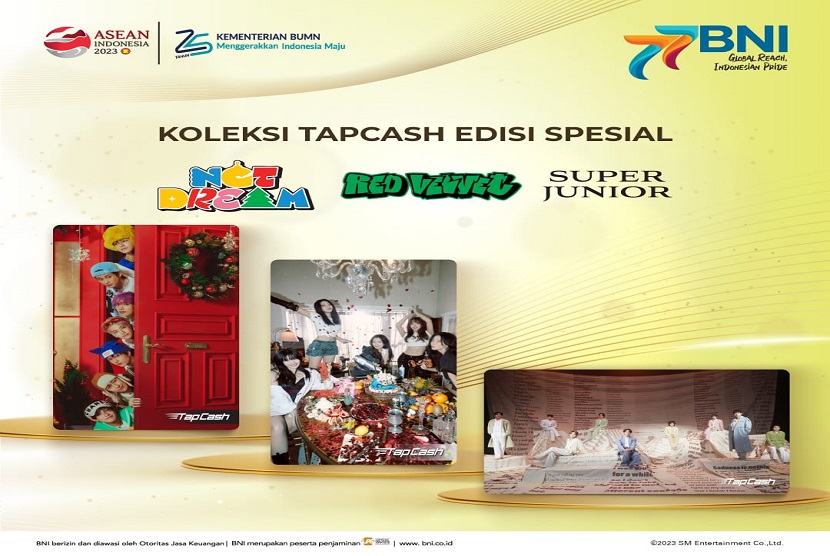 PT Bank Negara Indonesia (Persero) Tbk. atau BNI kembali mengeluarkan TapCash (uang elektronik) edisi spesial yang berkolaborasi dengan SM Entertainment. Peluncuran TapCash edisi spesial ini jadi bagian dari rangkaian menyambut hari ulang tahun (HUT) ke 77 BNI pada tanggal 5 Juli 2023.
