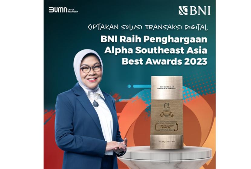PT Bank Negara Indonesia (Persero) Tbk atau BNI kembali meraih penghargaan dari Alpha Southeast Asia dengan kategori Best Banking API Solution. Penghargaan dianugerahkan kepada BNI pada forum 17th Annual Award 2023 Alpha Southeast Asia di Jakarta.