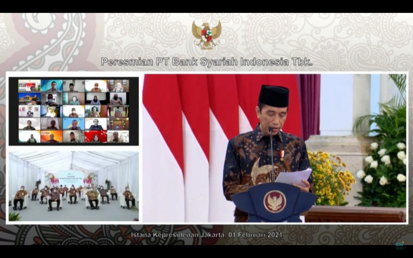 PT Bank Syariah Indonesia Tbk., entitas usaha hasil penggabungan tiga bank syariah milik Himbara, diresmikan oleh Presiden Republik Indonesia, Joko Widodo di Istana Negara, Jakarta, pada hari ini, Senin (1/2).