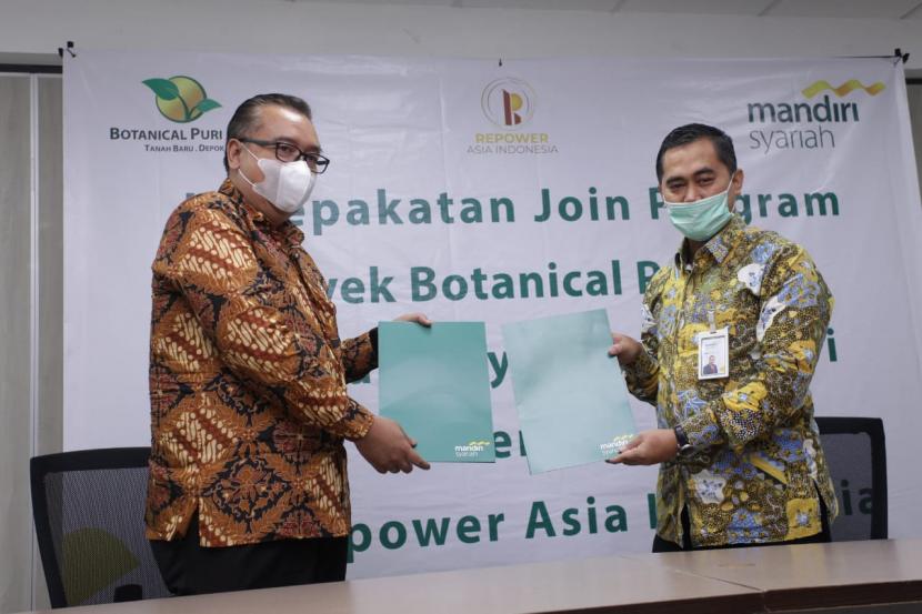 PT Bank Syariah Mandiri (Mandiri Syariah) menandatangani kerja sama dengan pengembang perumahan atau developer PT Repower Indonesia Asia Tbk dalam menawarkan pembiayaan kepemilikan rumah dengan prinsip syariah, Senin (7/9).