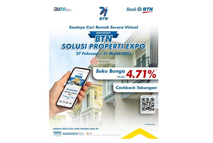 PT Bank Tabungan Negara (Persero) Tbk Kembali menghadirkan pameran properti secara virtual yang bertajuk Anniversary BTN Solusi Properti Expo.
