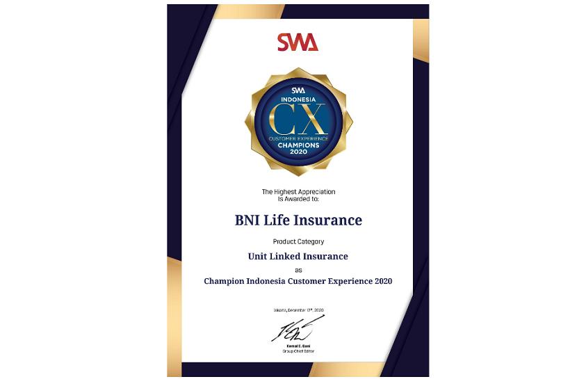 PT BNI Life Insurance meraih predikat Pengelola Produk Unit Link Terbaik pada ajang Indonesia Customer Experience Award 2020.