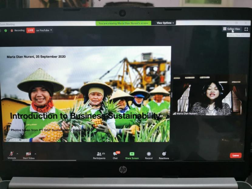 PT Great Giant Peneapple menggelar webinar bertema Growing Sustainably with Community di Bandar Lampung, Jumat (25/9).