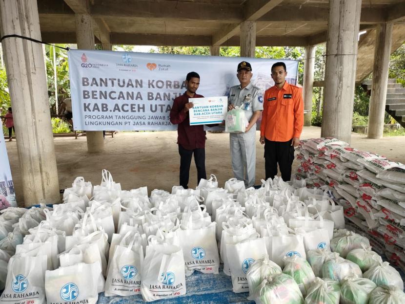 PT Jasa Raharja menggandeng Rumah Zakat salurkan bantuan untuk korban terdampak banjir di Aceh Utara.