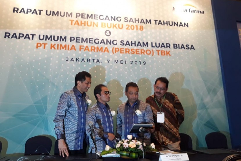 PT Kimia Farma Tbk menggelar Rapat Umum Pemegang Saham Tahunan (RUPST) 2019 di Grand Ballroom, Kempinski Hotel, Jakarta, Selasa (7/5).