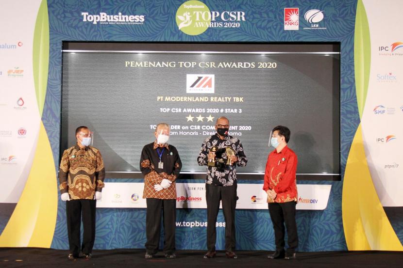 PT Modernland Realty Tbk meraih penghargaan pada ajang Top Corporate Social Responsibility (CSR) 2020 yang diselenggarakan majalah Top Business. 