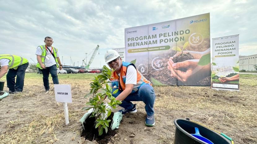 PT Pelindo Multi Terminal, Subholding menggelar aksi penanaman pohon di area Pelabuhan Belawan, dalam rangka memperingati Hari Pelindo ke-2 sekaligus juga memperingati Hari Ozon Sedunia.