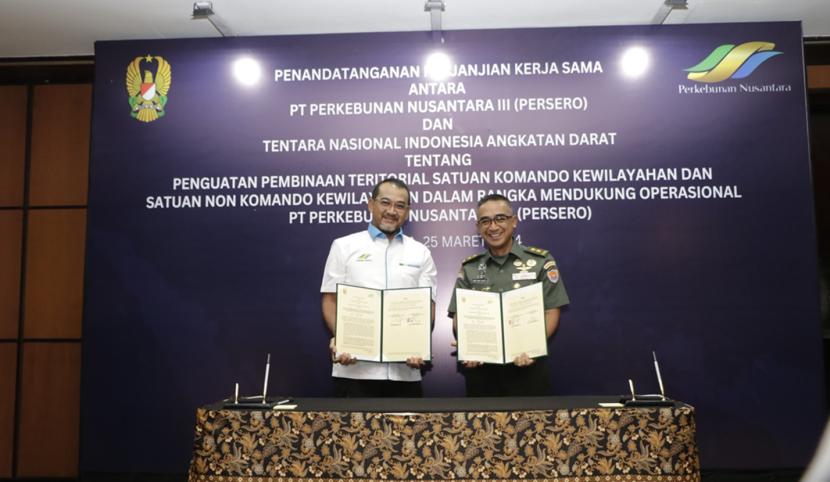 PT Perkebunan Nusantara III (Persero) Holding dan Tentara Nasional Indonesia Angkatan Darat (TNI AD) menjalin kolaborasi.