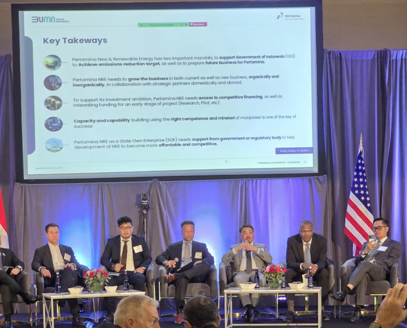 PT Pertamina (Persero) melalui subholdingnya Pertamina New and Renewable Energy menjajaki peluang kerja sama strategis pada Forum Bisnis Indonesia-Amerika Serikat yang berlangsung di The Mayflower Hotel, Washington DC, Amerika Serikat (AS), Senin 26 Agustus 2024. 