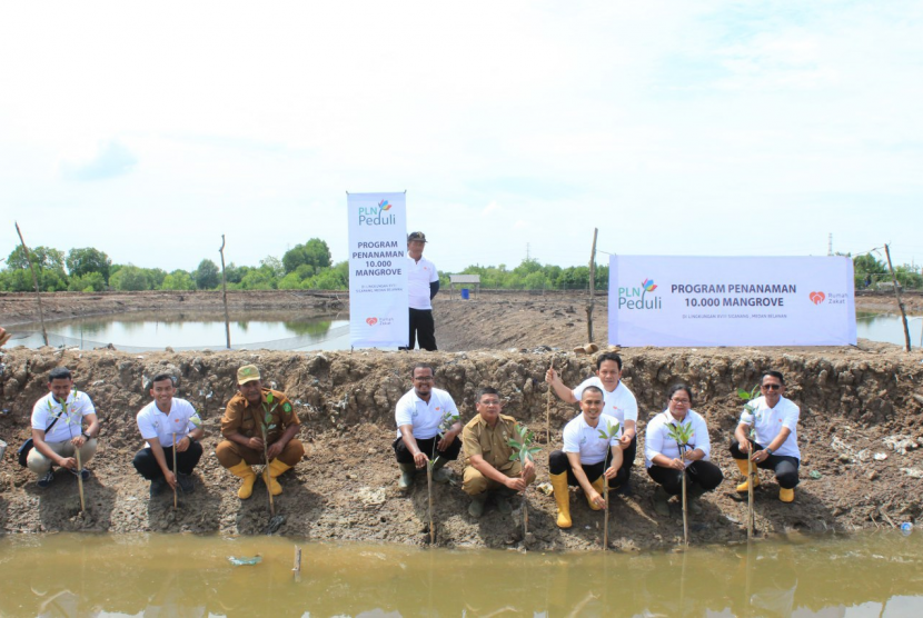 PT PLN (Persero) Unit Induk Pembangkitan Sumatra Bagian Utara menggandeng Rumah Zakat melaksanakan program konservasi mangrove di wilayah Medan. 