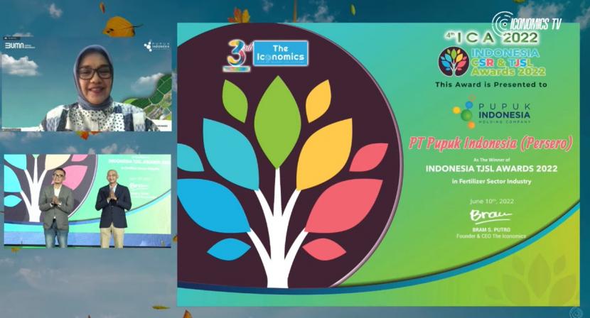  PT Pupuk Indonesia (Persero) dan dua anak perusahaannya berhasil meraih penghargaan Indonesia CSR Awards 2022 in Fertilizer Sector Industry pada acara Indonesia CSR & TJSL Awards 2022 yang diselenggarakan oleh The Iconomics.
