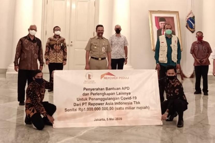 PT Repower Asia Indonesia Tbk (REAL) melalui program Repower Peduli memberikan donasi alat perlindungan diri (APD) dan logistik senilai Rp 1 miliar, yang disalurkan melalui Pemprov DKI.
