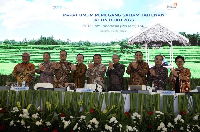 PT Telkom Indonesia (Persero) Tbk telah menyelesaikan Rapat Umum Pemegang Saham Tahun (RUPST) Buku 2023 di Jakarta pada Jumat (3/5/2024).