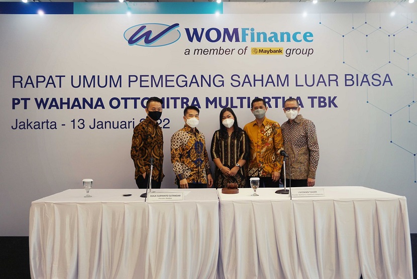 PT Wahana Ottomitra Multiartha Tbk (WOM Finance) menggelar Rapat Umum Pemegang Saham Luar Biasa (RUPSLB), Jakarta pada Kamis (13/1). Adapun pembahasan agenda dalam RUPSLB adalah perubahan susunan pengurus WOM Finance.